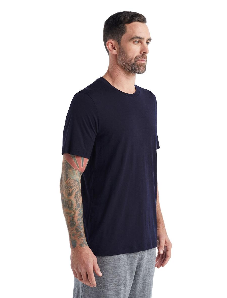 Men's Icebreaker Merino Tech Lite II Short Sleeve Tee T Shirts Midnight Navy | CA 1781EBCX